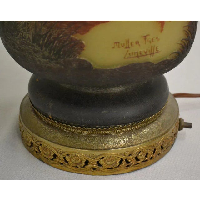 Art Deco Early 20th Century Signed Muller Freres Luneville Table Lamp For Sale - Image 3 of 5