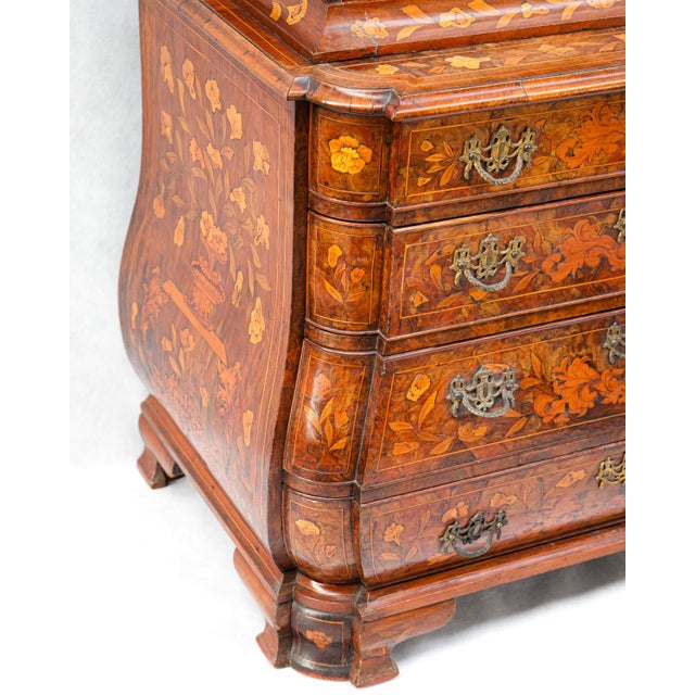 Small Antique Dutch Floral Marquetry Vitrine Cupboard For Sale - Image 11 of 14