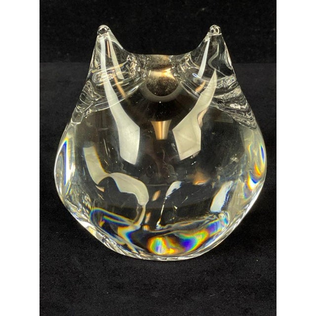 Vintage Daum France Crystal Owl Paperweight Figurine Signed Art Glass For Sale - Image 10 of 10