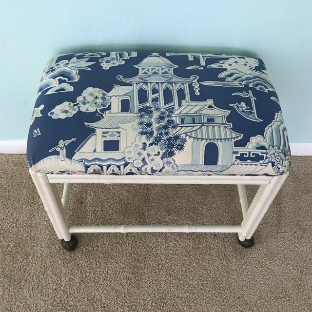 Vintage Drexel Faux Bamboo Vanity Stool Chairish