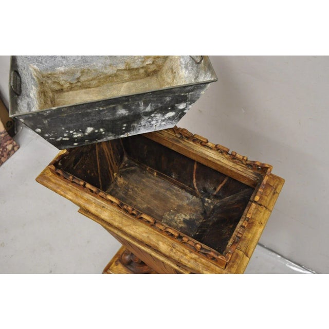 Vintage Carved Teak Wood Fretwork Figural Cornucopia Chinese Plant Stand Planter For Sale - Image 9 of 11