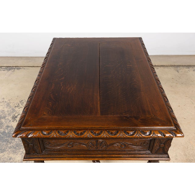 Late 19th Century French Henry II Carved Oak Writing Table For Sale - Image 14 of 18