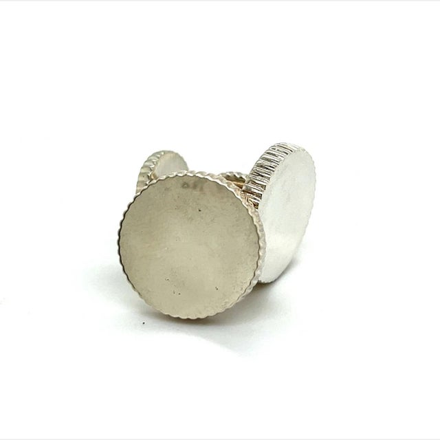 Contemporary 1990s Tiffany & Co Estate Ridged Cufflinks Sterling Silver, 2 Pieces For Sale - Image 3 of 9