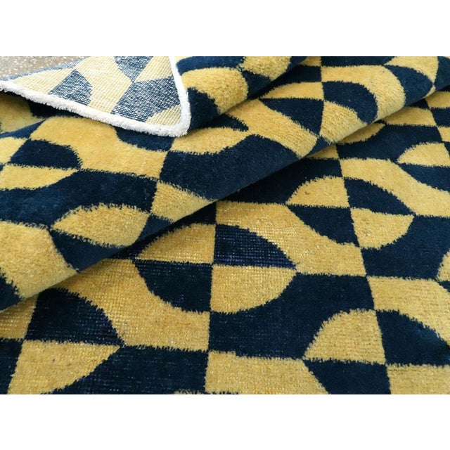 Galerie Shabab Collection Mid-20th Century Handmade Turkish Art Deco Accent Rug in Yellow and Blue For Sale - Image 10 of 10