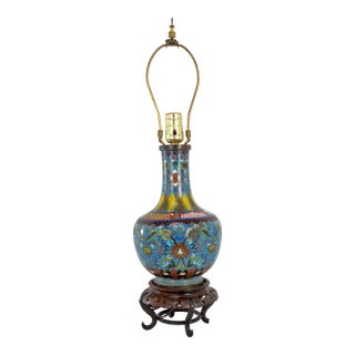 Antique Chinese Cloisonné Enamel Table Lamp C1920 For Sale