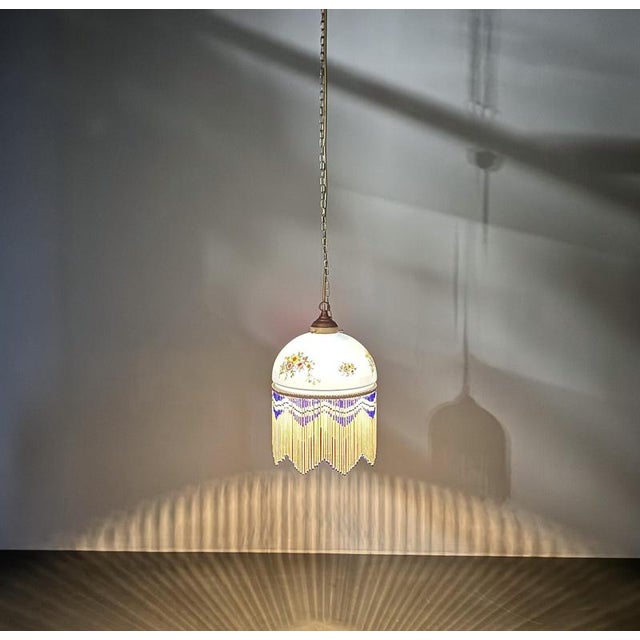 Glass Small Vintage Pressed Glass Pendant Light, Former Czechoslovakia, 1970s For Sale - Image 7 of 11