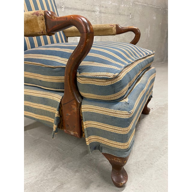 Cornflower Blue Vintage Open Arm Host/Library Chair For Sale - Image 8 of 12