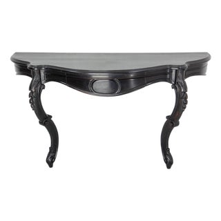 Antique French Black Patinated Wood Wall-Mounted Entry-Hall Console, 1880s For Sale