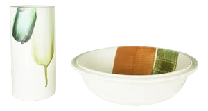 Ceramic Vase and Bowl by Hiao Chin for Atelier Gresline Franco Pozzi, 1980s, Set of 2