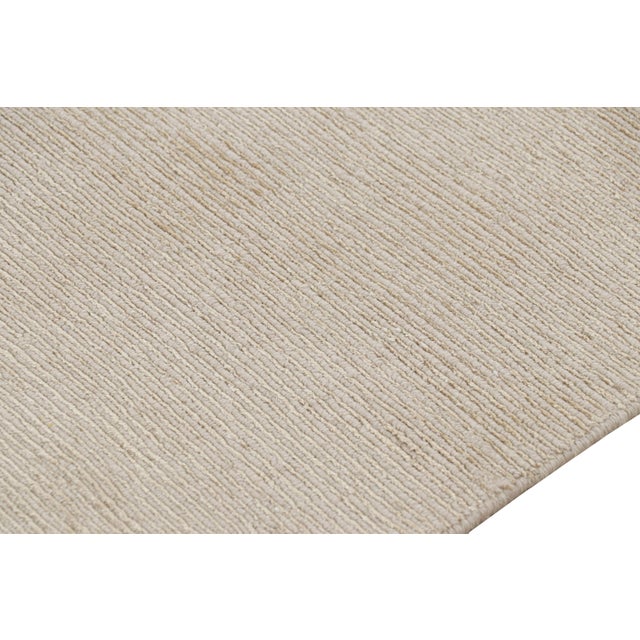 Rug & Kilim’s Square Rug With Textured Monochrome White Striae For Sale In New York - Image 6 of 7