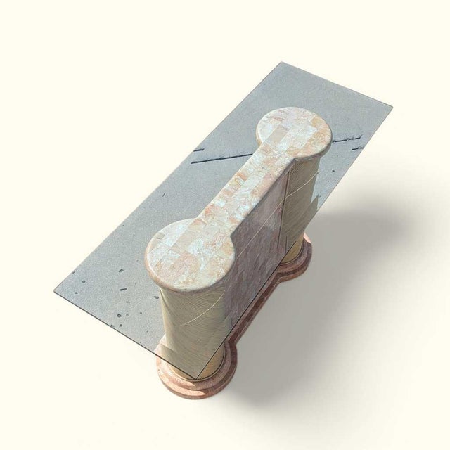Postmodern Tessellated Stone and Glass Console Table, 1980s, Marble For Sale - Image 11 of 18
