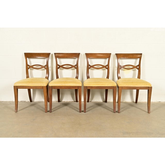 Kindel Furniture Style Regency Carved Walnut Dining Chairs, Set of Four For Sale - Image 12 of 12