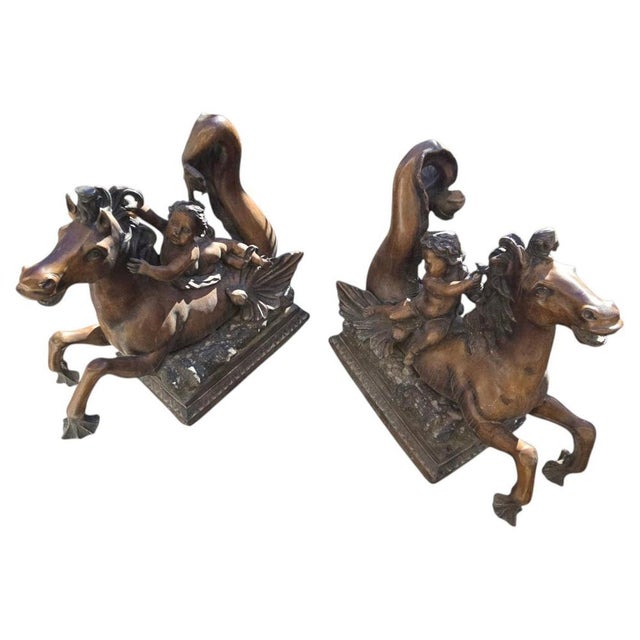 Mythological Sculptures Depicting Putti Riding Seahorses, 1950, Bronze, Set of 2 For Sale - Image 11 of 11