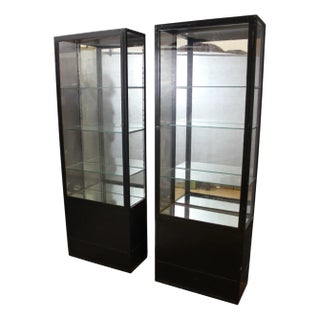 Black Lacquered Iron Display Cabinets, 1930s, Set of 2 For Sale