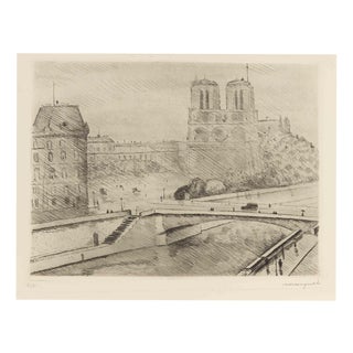 Albert Marquet, Notre Dame De Paris and the Seine, 1929, Etching For Sale