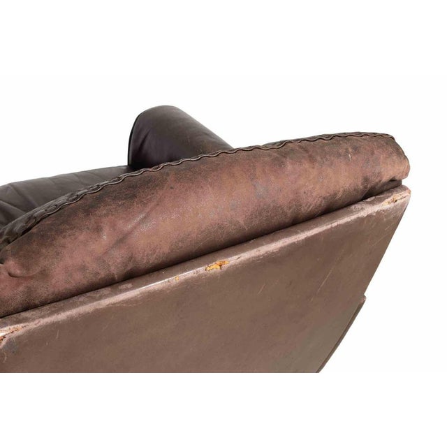 Mid-Century Modern Swivel Lounge Chair in Brown Leather, 1960s For Sale - Image 6 of 11