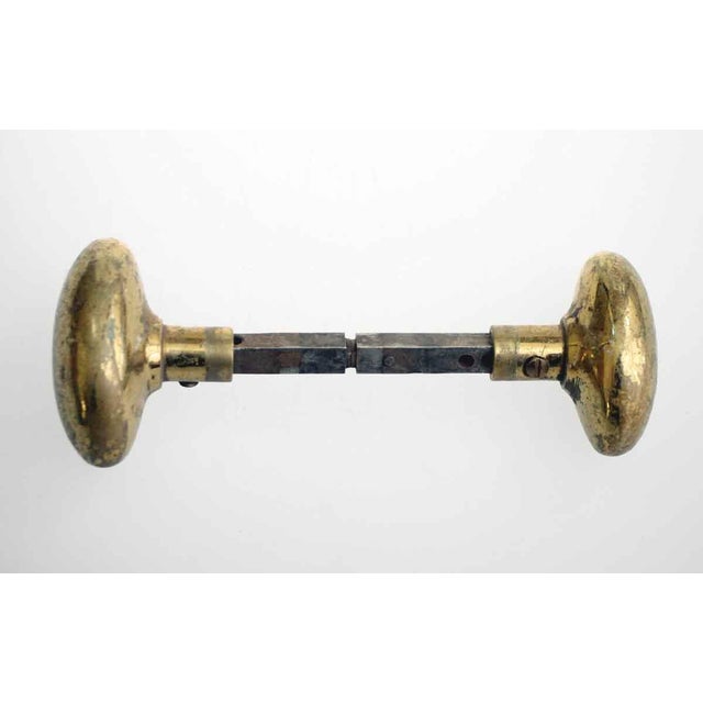 Vintage Sargent & Co. Polished Brass Oval Door Knob Set For Sale - Image 12 of 12