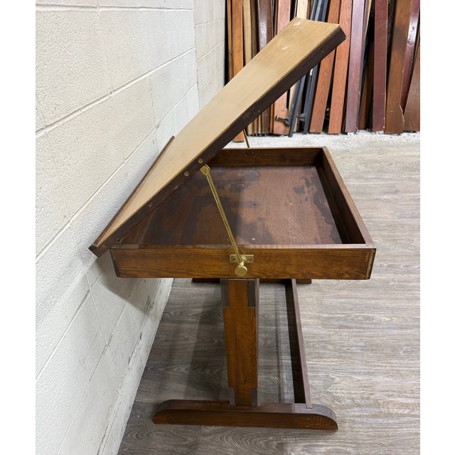 Vintage Adjustable Architect Drafting Table With Storage Compartment For Sale - Image 14 of 16