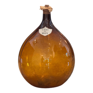 Amber Glass Demijohn, Labeled Clos Du Roy