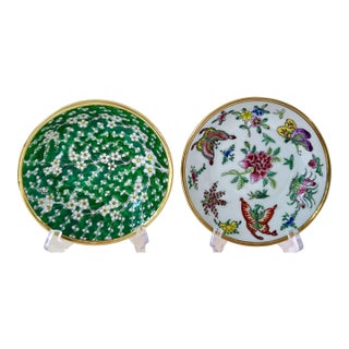 Mid Century Porcelain Bowls Encased in Brass - A Pair For Sale