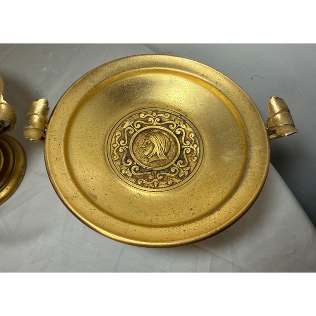 Religious Pair of Antique 19th Century Gilt Bronze Wood Tazza Centerpiece Bowl Compote For Sale - Image 3 of 13