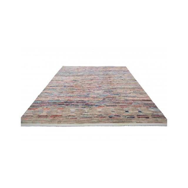 Hand knotted unique rug newly made in Afghanistan using hand spun wool.