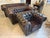 Exclusive, cozy Chesterfield 3-piece set in antique brown. Dimensions: 3-seater sofa (Height x Width x Depth): 77 x 220 x...