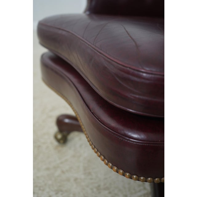 Kittinger Burgundy Tufted Leather Executive Desk Chair For Sale - Image 15 of 18