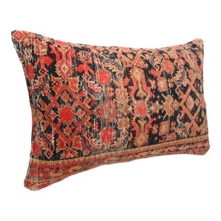 Antique Tribal Rug Lumbar Pillow – Handmade & Double-Knotted, 16'' X 24'' For Sale