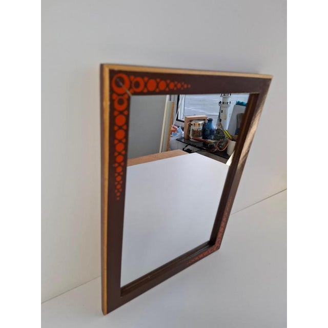 Mid-Century Czechoslovak Wooden Mirror with Graphic Frame Detail, 1960s For Sale - Image 14 of 15