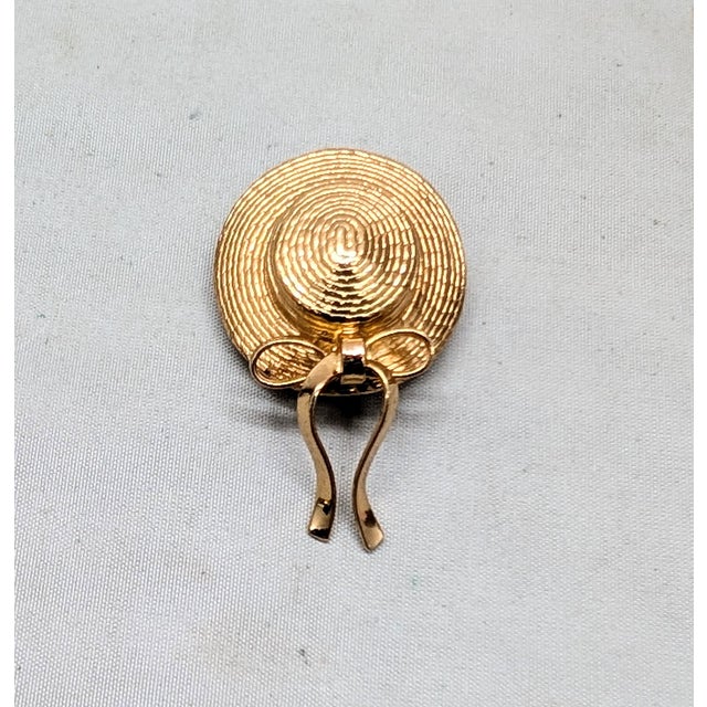 Mid-Century Modern Vintage Signed Napier Goldtone "Daughter" Bonnet Brooch For Sale - Image 3 of 7