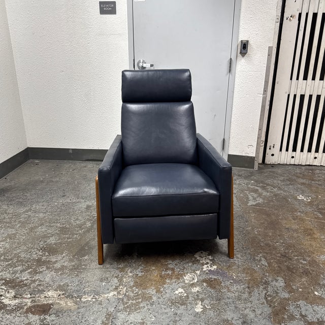 West Elm Spencer Wood-Frame Leather Recliner For Sale - Image 11 of 12