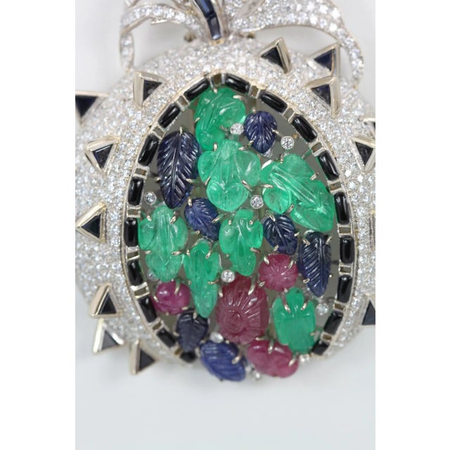 1970s Tutti Frutti 18k Brooch Pendant For Sale - Image 10 of 10