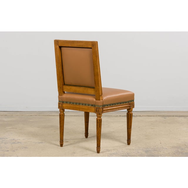 Late 19th Century French Louis XVI Style Dining Chairs in Tan Leather, Set of 6 For Sale - Image 14 of 18