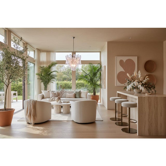 Italian Murano Chandelier | Mazzega Style | 23 Pink Glass "Rondini" Elements, Late 20th Century For Sale In Los Angeles - Image 6 of 6