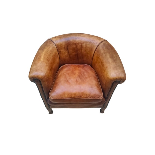 Art Deco Club Chair in Sheepskin Leather, France, 1930 For Sale - Image 9 of 10