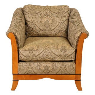 Sherrill Biedermeier Style Upholstered Armchair With Exposed Wood Frame For Sale