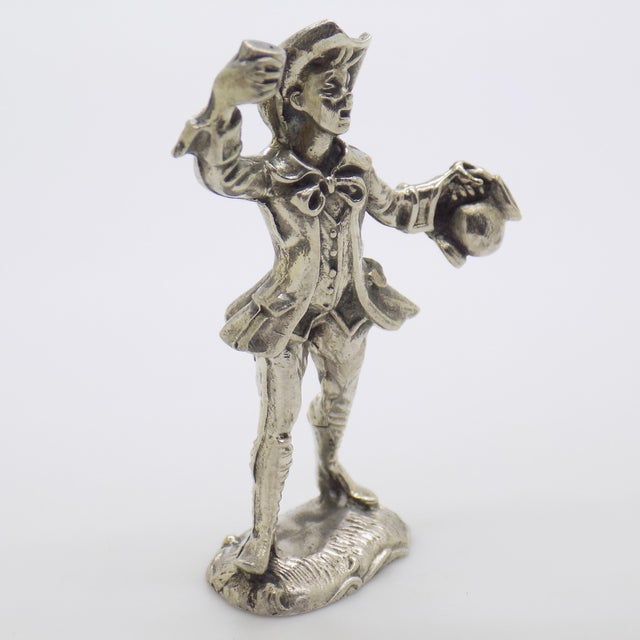 Vintage Italian Handmade Genuine Silver Renaissance Drinking Man Figurine For Sale - Image 4 of 9
