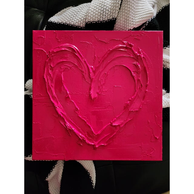 Magenta Raspberry Abstract Heart Painting For Sale - Image 8 of 8