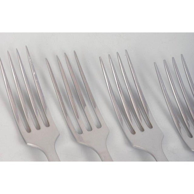 Bjørn Wiinblad for Rosenthal, set of five dinner forks. Set of five dinner forks in stainless steel with decorative...