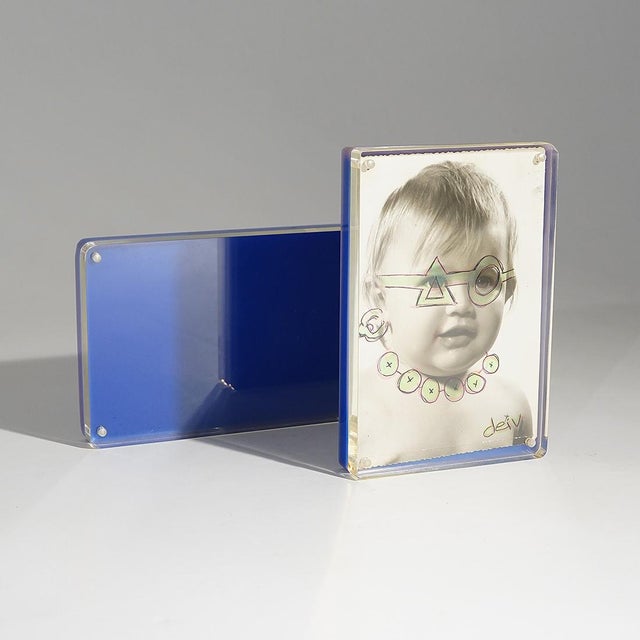 Blue and Clear Photo Frames, 1970s, Set of 2 For Sale - Image 10 of 14