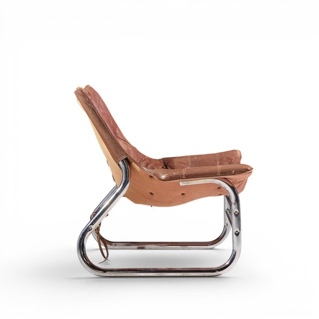 Johan Bertil Häggström for Swed-Form Mid Century Swedish Leather and Chrome Corset Chairs - Pair For Sale - Image 11 of 12