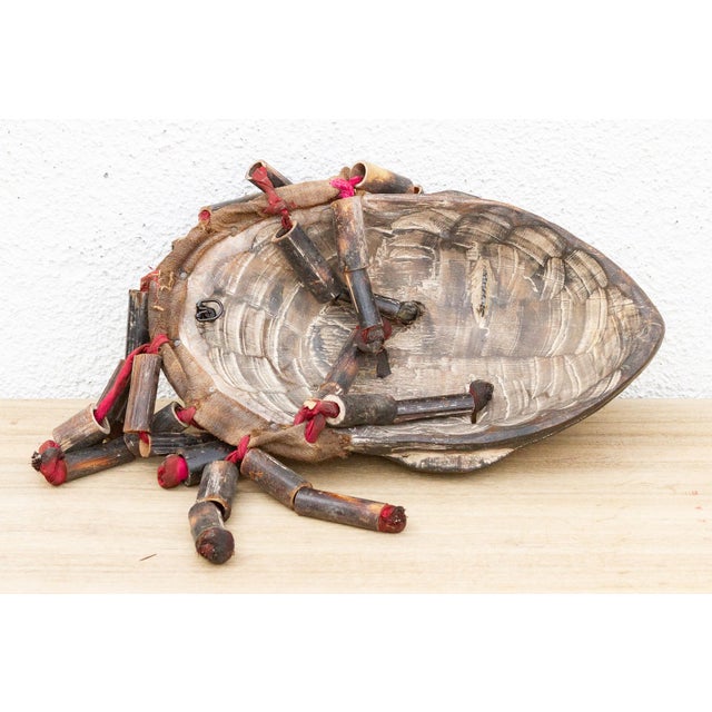 Wood Village Guardian African Painted Mask For Sale - Image 7 of 8