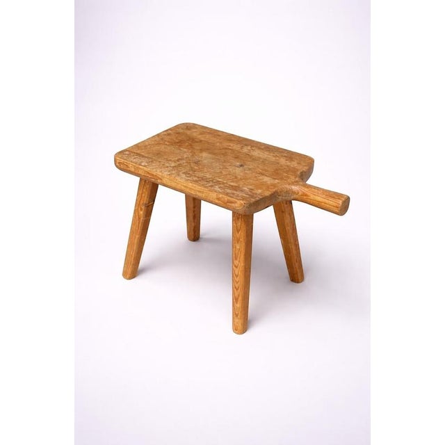 Mid-Century Swedish Pine Milking Stool with Handle, 1960s For Sale - Image 3 of 9