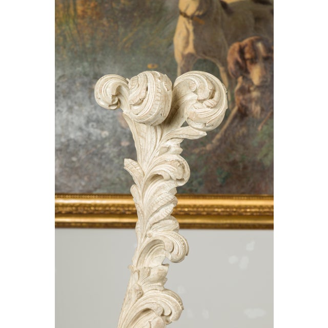 Pair of Foliage Carved and Painted Wooden Fragments Circa 1940, Attributed to Maison Jansen For Sale - Image 9 of 12
