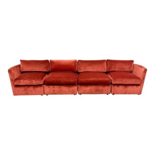 1970s Vintage Burnt Orange Sectional Sofa Modular Sofa MCM Retro For Sale