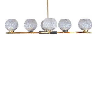 Maison Arlus, Mid-Century Oversize Black & Brass "Black Triangle" Six Lights Chandelier, France For Sale