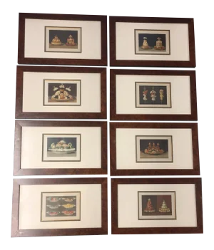Vintage Hors d'Oeuvre Colored Lithographs - Set of 8