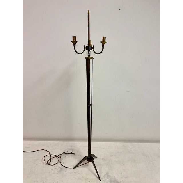Mid-Century Modern Mid-Century Modern Brass Floor Lamp with Tripod Base from Maison Jansen, 1960s For Sale - Image 3 of 17