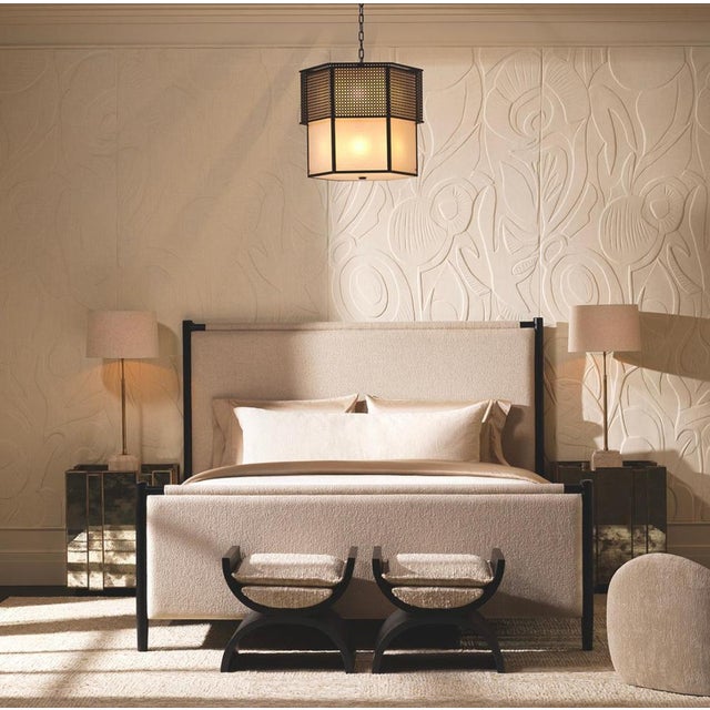 Chandelier in Metal with Bronze Finish and Frosted Glass For Sale - Image 3 of 10